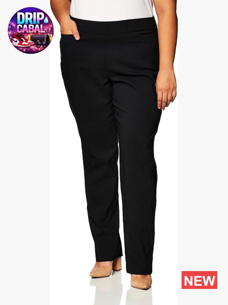Super Stretch Pull On Pant With Welt Pockets, High Rise Straight Leg